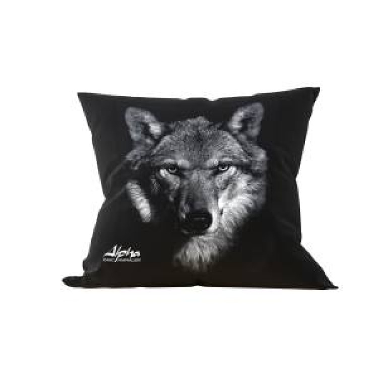 Coussin all-over Loup Gamme Black Alpha Parc Animalier (Palatine) uni 40 x 40