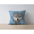 Coussin all-over Loup Intemporel (Bleu Beige) Bioparc uni 40 x 40