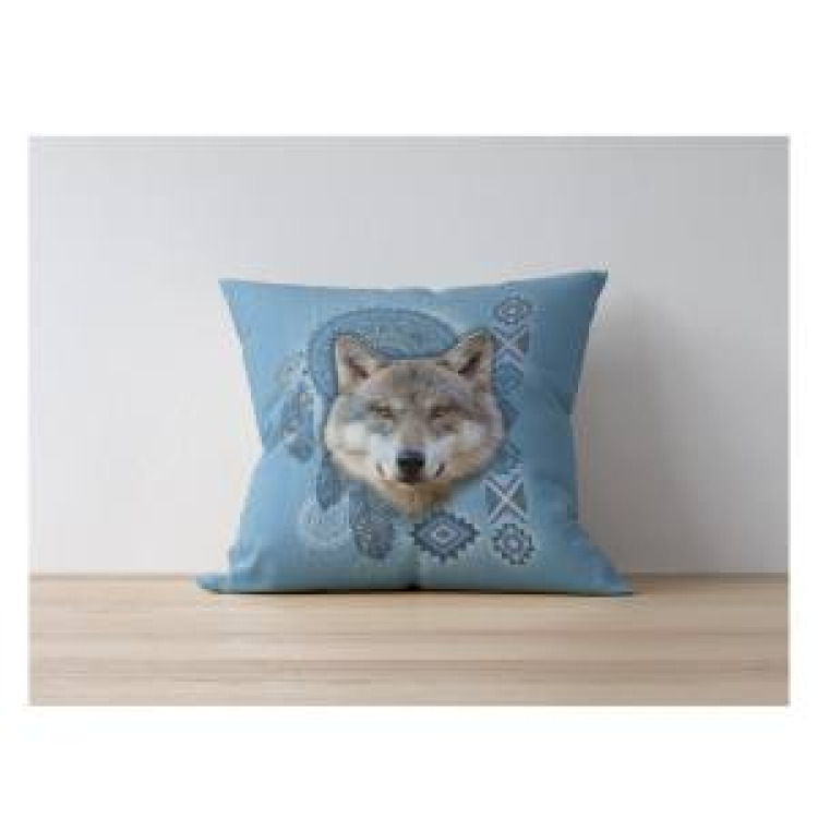 Coussin all-over Loup Intemporel (Bleu Beige) uni 40 x 40