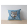 Coussin all-over Loup Intemporel (Bleu Beige) uni 40 x 40