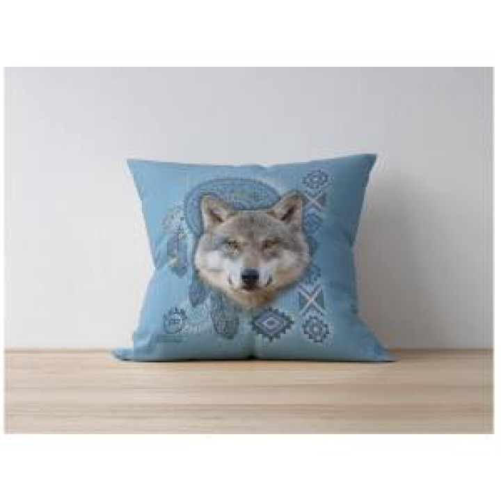 Coussin allover Loup Intemporel Parc Animalier des Pyrénées uni 40 x 40