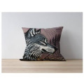 Coussin all-over Loup Linocut Cerza (Bleu Clair / Kaffa Coffee) uni 40 x 40