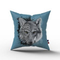 Coussin all-over Loup Native Tribes Citadel Bleu (Lin Fin) Cerza uni 40 x 40