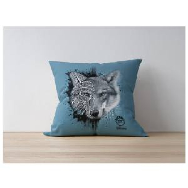 Coussin allover Loup Natives Tribes Parc Animalier des Pyrénées uni 40 x 40