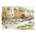 Coussin all-over Maison Aquarelle Pont Aven Bretagne (Palitine) uni 60 x 40