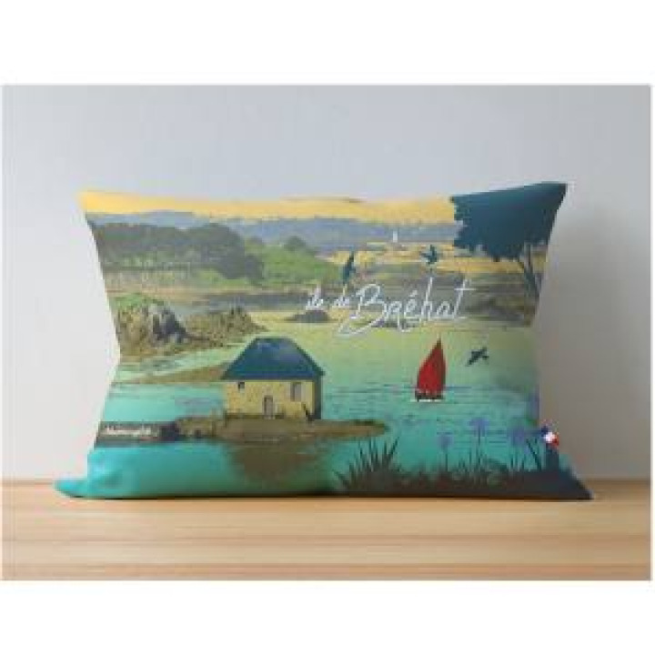 Coussin allover Maison Bateau Île de Bréhat uni 60 x 40