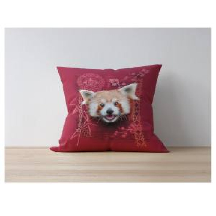 Coussin allover Panda Roux Intemporel Rouge Orange uni 40 x 40