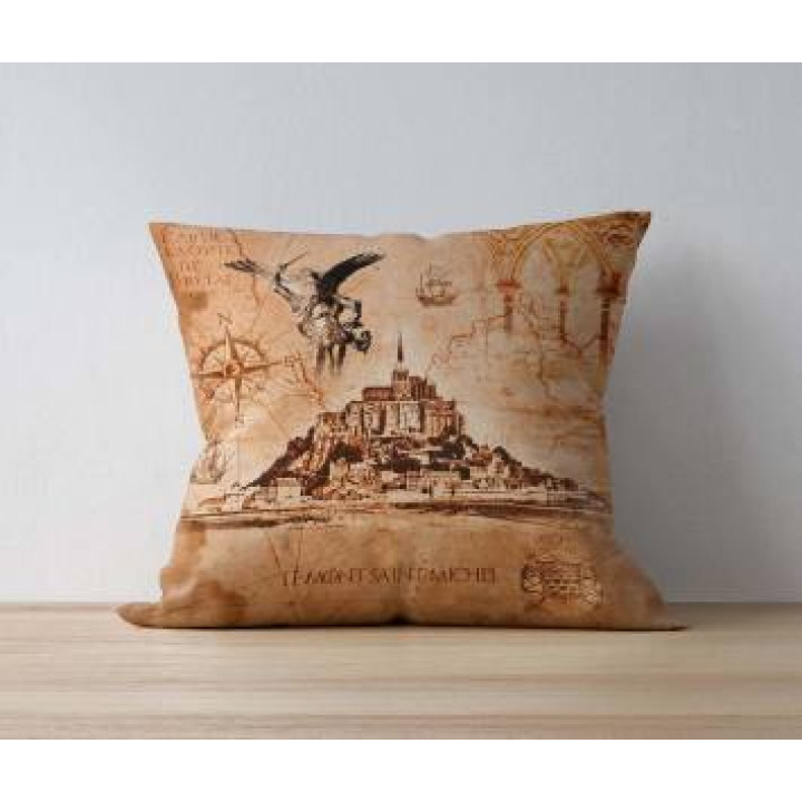Coussin allover Parchemin Mont Saint Michel uni 40 x 40