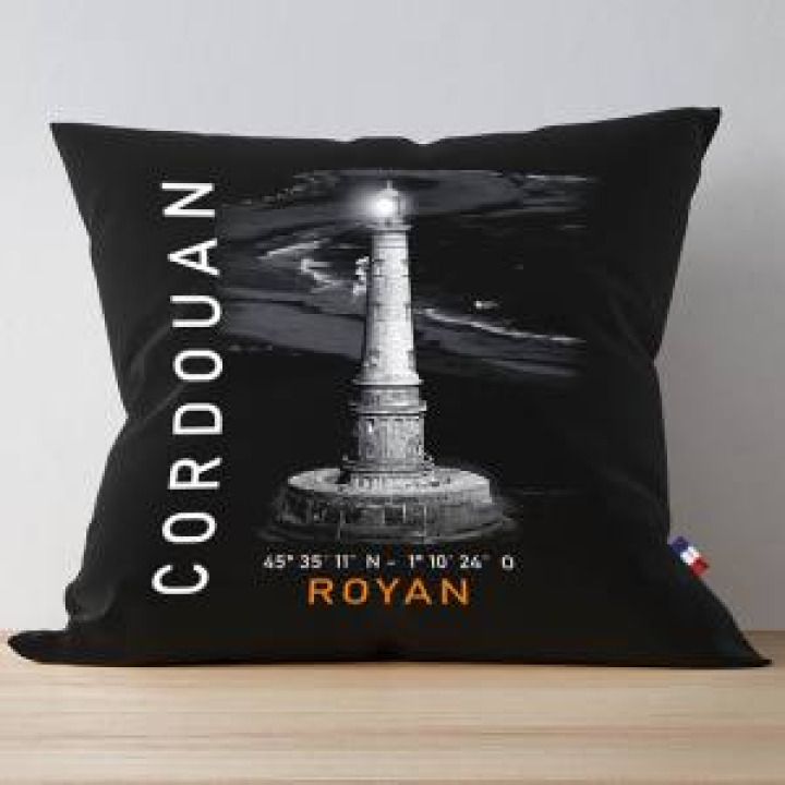 Coussin allover Phare de Cordouan Royan uni 40 x 40