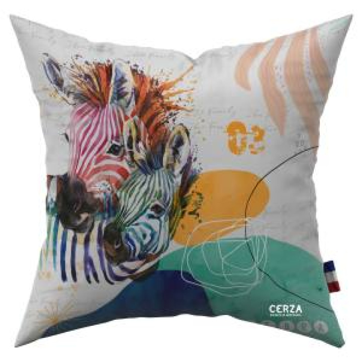 Coussin allover Pop Aquarelle Zèbre Cerza uni 40 x 40