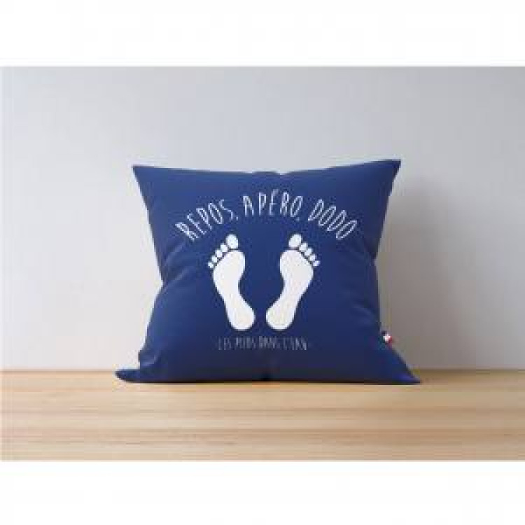 Coussin all-over Repos Ap&eacute;ro Dodo les Pieds dans l&rsquo;eau uni 40 x 40