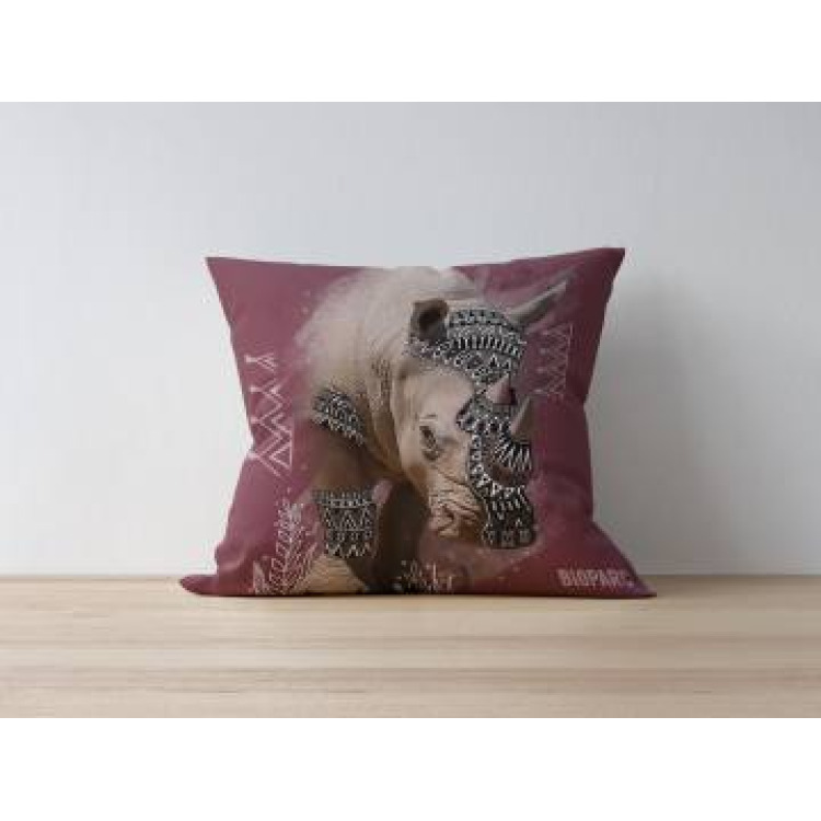 Coussin all-over Rhino Native Tribes (Bordeaux) Bioparc uni 40 x 40