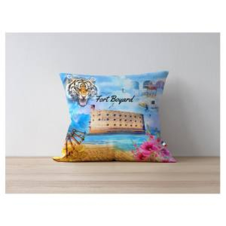 Coussin all-over "Style Boite" Tigre Fort Boyard uni 40 x 40