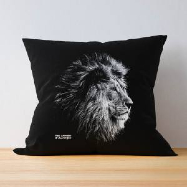 Coussin allover Sublimation Lion Gamme Black Parc Animalier dAuvergne Palitine uni 40 x 40