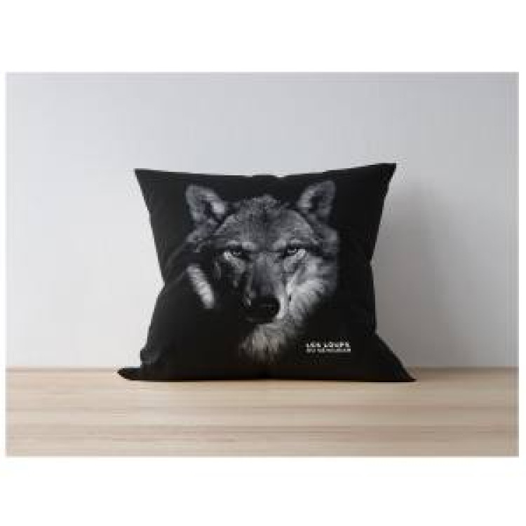 Coussin all-over Sublimation Loup Gamme Black les Loups du Gévaudan (Palitine) uni 40 x 40