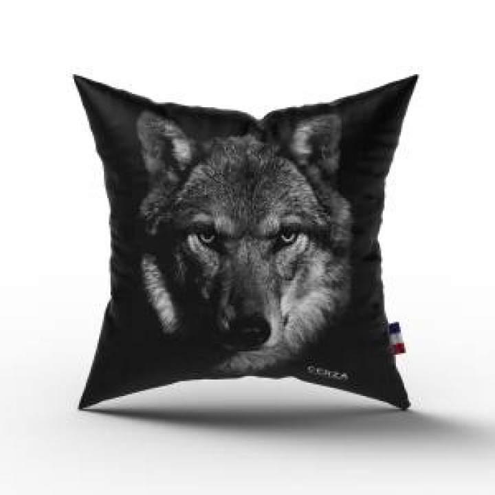 Coussin allover Sublimation Loup Gamme Black Palitine Cerza uni 40 x 40