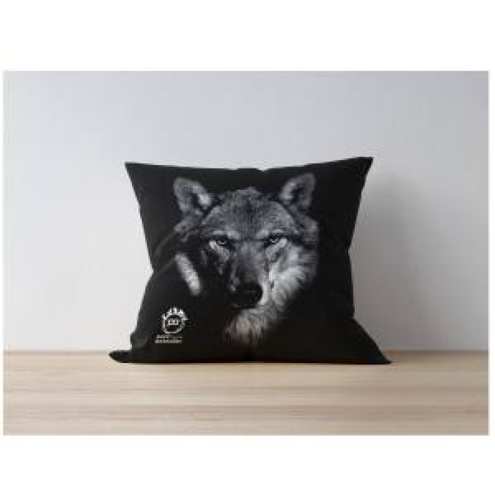 Coussin allover Sublimation Loup Gamme Black Palitine Parc Animalier des Pyrénées uni 40 x 40