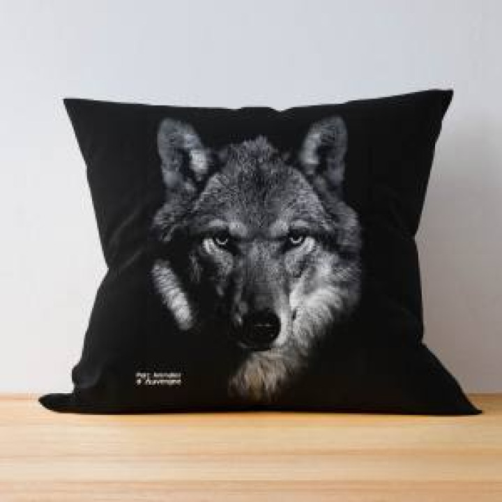 Coussin allover Sublimation Loup Gamme Black Parc Animalier dAuvergne Palitine uni 40 x 40