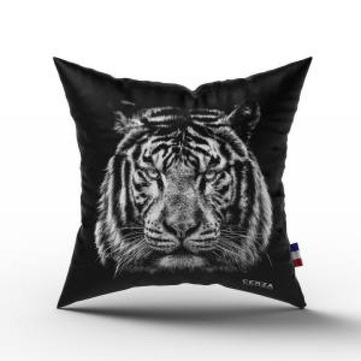 Coussin allover Sublimation Tigre Gamme Black Palitine Cerza uni 40 x 40