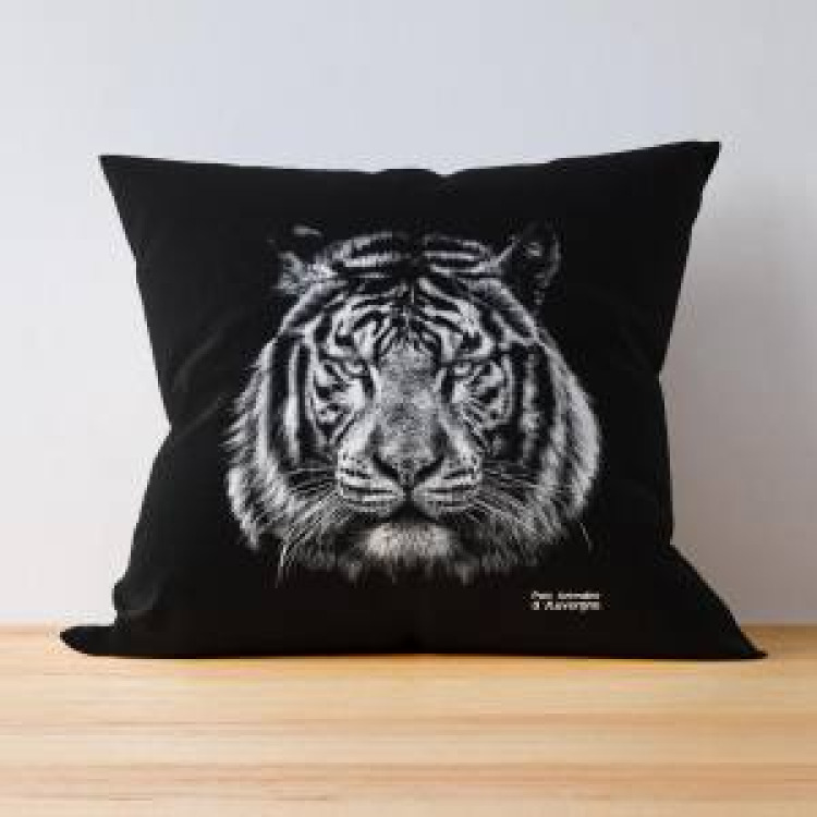 Coussin all-over Sublimation Tigre Gamme Black Parc Animalier d’Auvergne (Palitine) uni 40 x 40