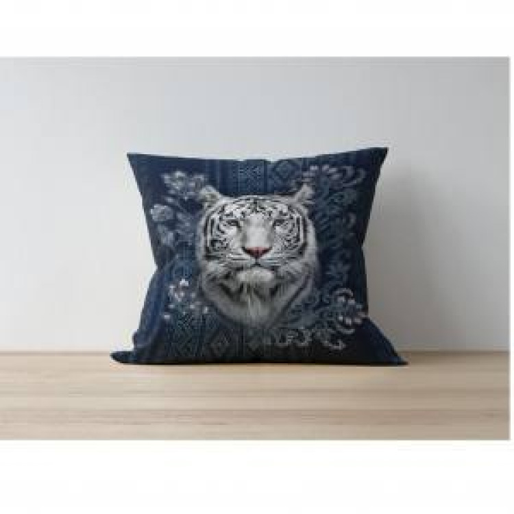 Coussin all-over Tigre Blanc Intemporel uni 40 x 40