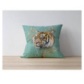 Coussin all-over Tigre Intemporel (Turquoise Cuivre) uni 40 x 40