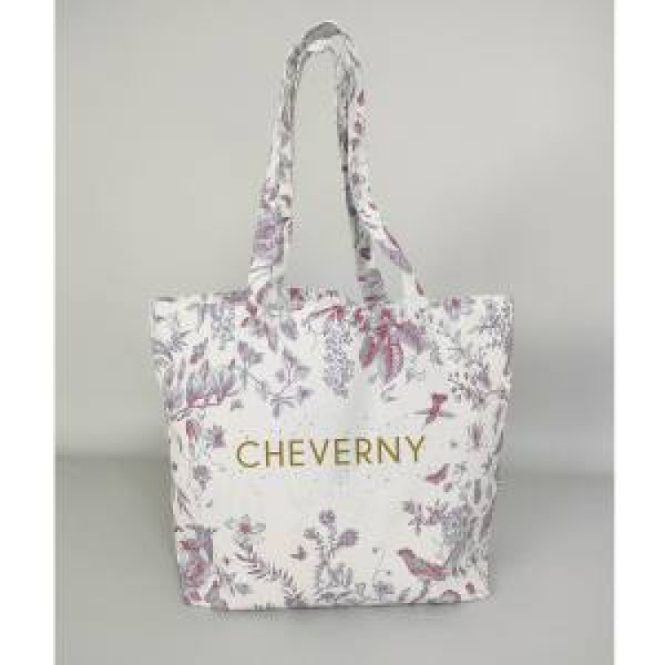 Grand sac shopping all-over Toile de Jouy Cheverny (Rouge) Blanc Taille unique