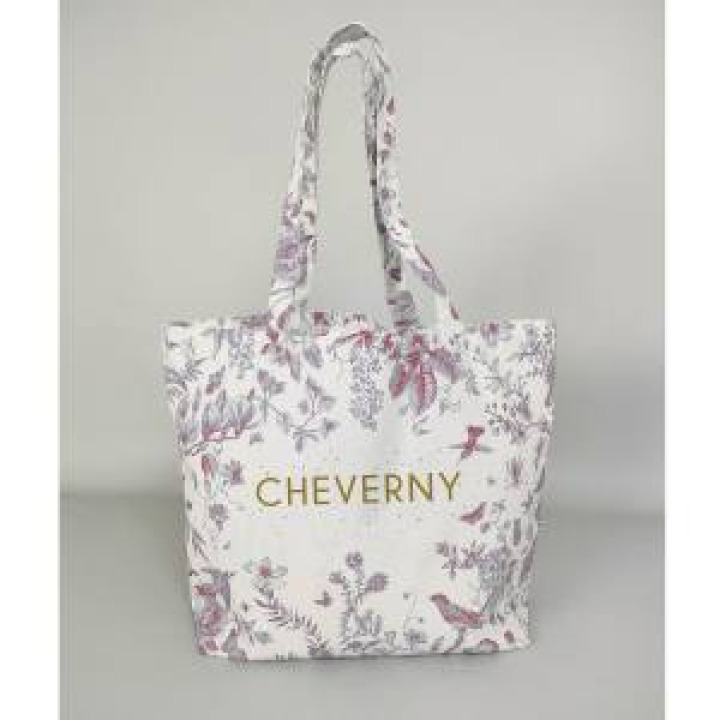 Grand sac shopping allover Toile de Jouy Cheverny Rouge Blanc Taille unique