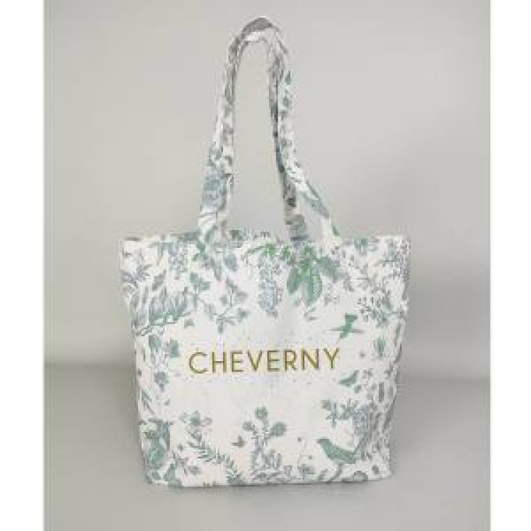 Grand sac shopping all-over Toile de Jouy Cheverny (Vert) Blanc Taille unique