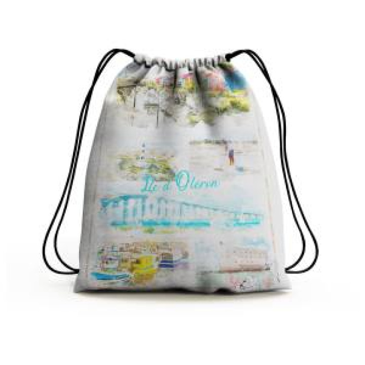 Gymsac allover Aquarelle Multi Vues Île dOléron Blanc Taille unique