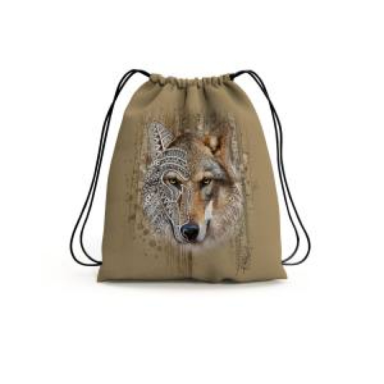 Gymsac all-over Loup Native Tribes (Ochre Camel) Blanc Taille unique