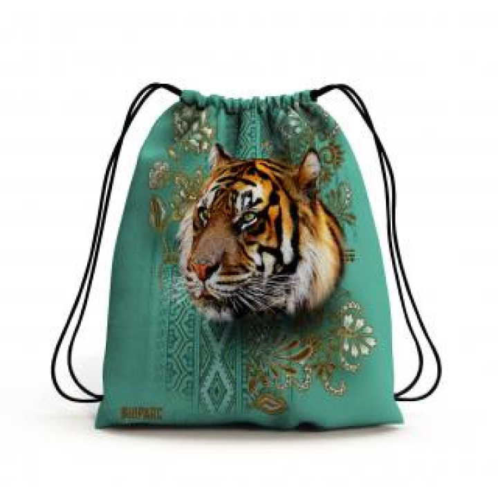 Gymsac allover Tigre Intemporel Turquoise Cuivre Bioparc Blanc Taille unique