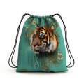 Gymsac all-over Tigre Intemporel (Turquoise Cuivre) Bioparc Blanc Taille unique