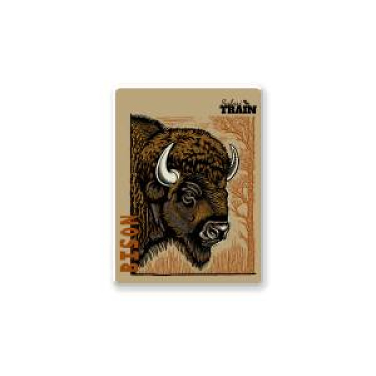 Magnet bois Bison Linocut Safari Train Blanc Taille unique