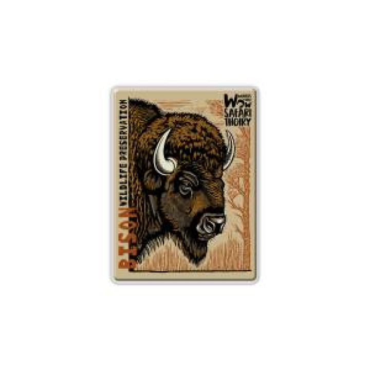 Magnet bois Bison Linocut Zoo de Thoiry Blanc Taille unique