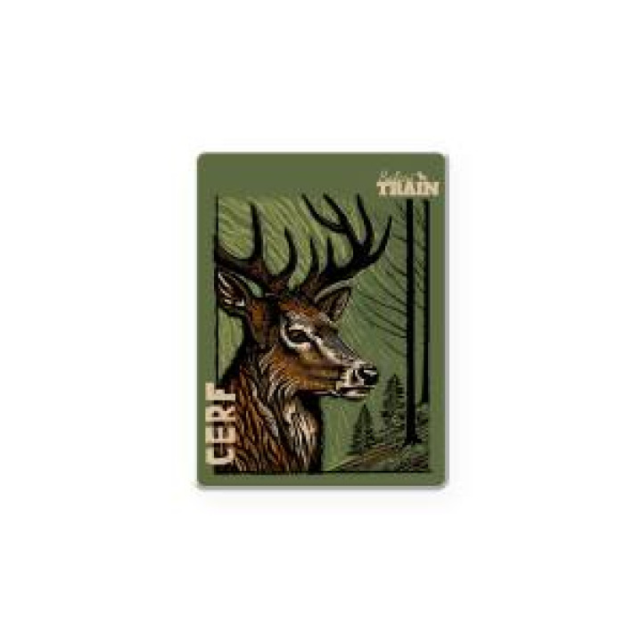 Magnet bois Cerf Linocut Safari Train Blanc Taille unique