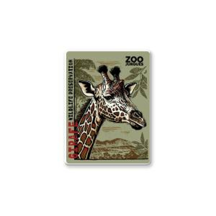 Magnet bois Girafe Linocut Zoo de Jurques Blanc Taille unique