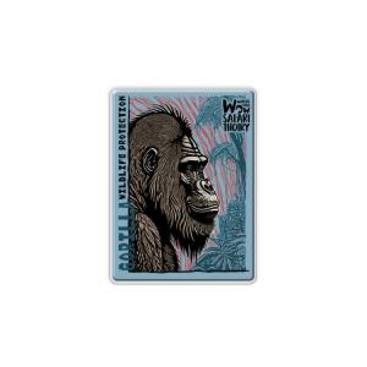 Magnet bois Gorille Linocut Zoo de Thoiry Blanc Taille unique