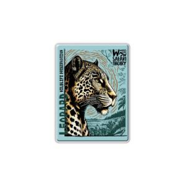 Magnet bois Léopard Linocut Zoo de Thoiry Blanc Taille unique