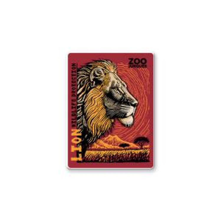 Magnet bois Lion Linocut Zoo de Jurques Blanc Taille unique