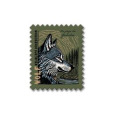 Magnet bois Loup Linocut Au Pays du G&eacute;vaudan Blanc Taille unique