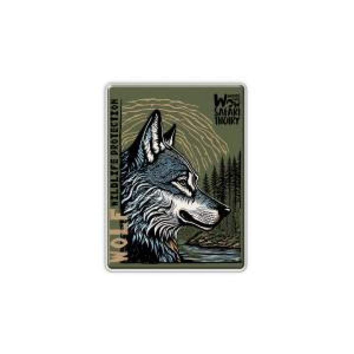 Magnet bois Loup Linocut Zoo de Thoiry Blanc Taille unique