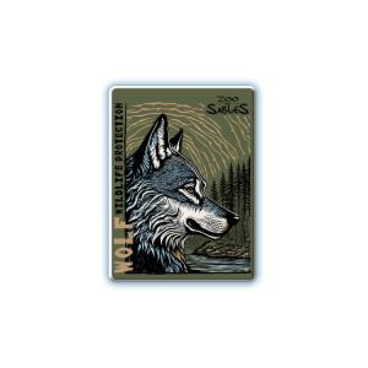 Magnet bois Loup Linocut Zoo des Sables d’Olonne Blanc Taille unique