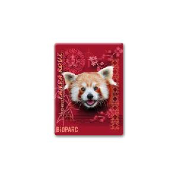 Magnet bois Panda Roux Intemporel Rouge Orange Blanc Taille unique