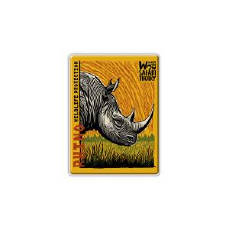 Magnet bois Rhino Linocut Zoo de Thoiry Blanc Taille unique