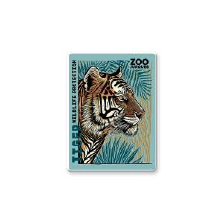 Magnet bois Tigre Linocut Zoo de Jurques Blanc Taille unique