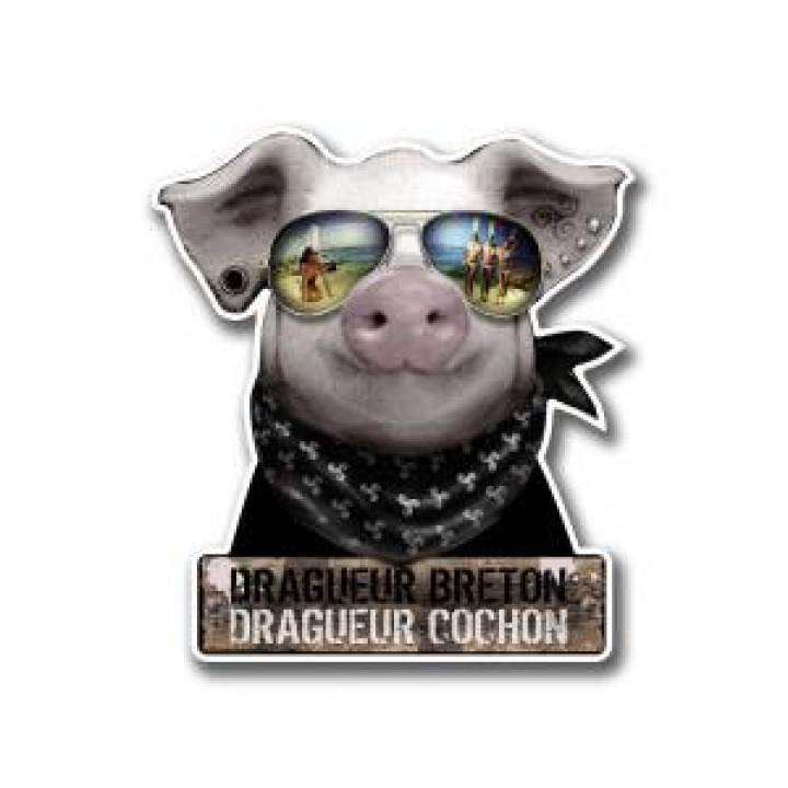 Magnet Dragueur Breton Dragueur Cochon Blanc Taille unique