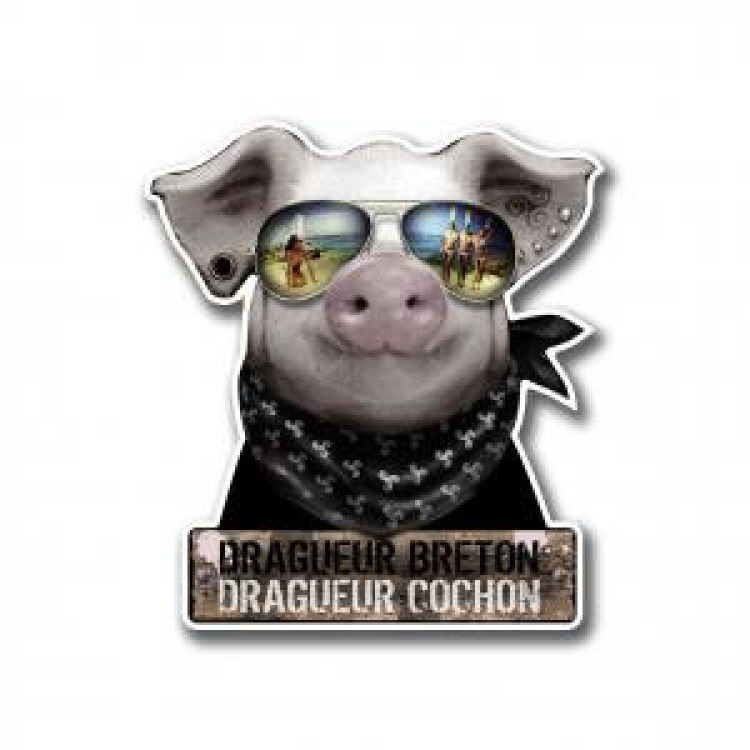 Magnet Dragueur Breton Dragueur Cochon Blanc Taille unique