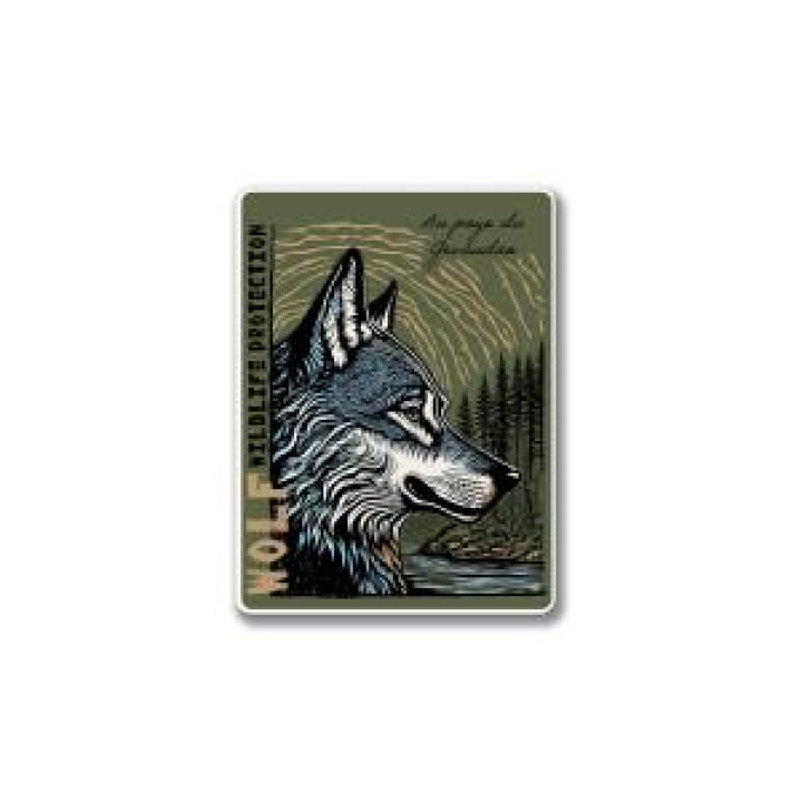 Magnet Loup Linocut Au Pays du Gévaudan Blanc Taille unique