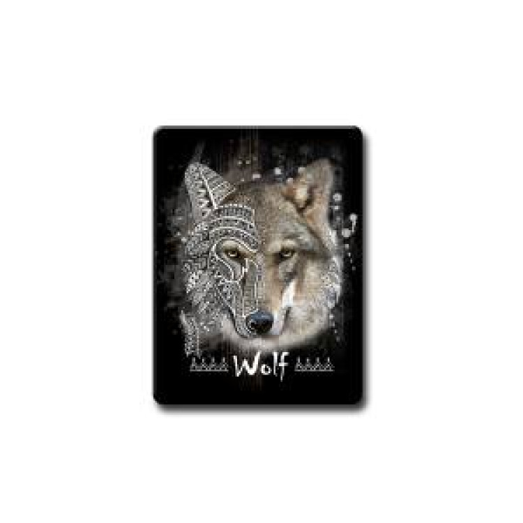Magnet Loup Native Tribes (Fond Noir) Blanc Taille unique